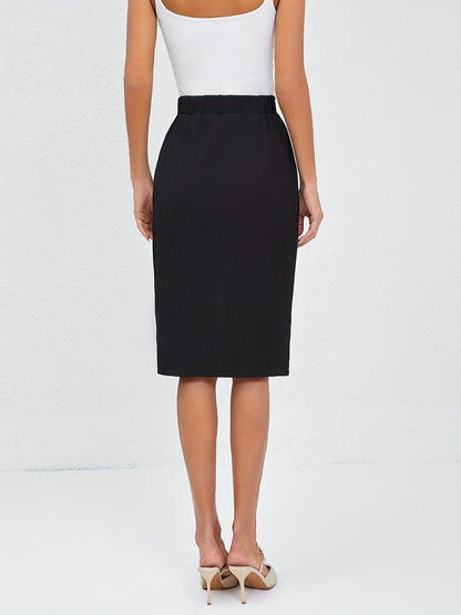 Women’s Tailored High-Waist Midi Skirt with Buckle Skirts The Nichole Collection