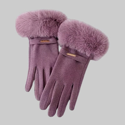 Women’s Touchscreen Winter Gloves with Plush Cuff & Velvet Lining Gloves Purple The Nichole Collection