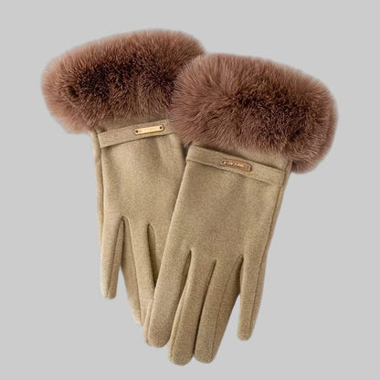 Women’s Touchscreen Winter Gloves with Plush Cuff & Velvet Lining Gloves Brown The Nichole Collection