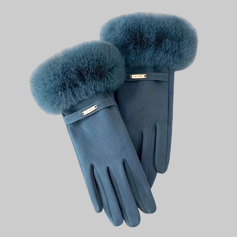 Women’s Touchscreen Winter Gloves with Plush Cuff & Velvet Lining Gloves Blue The Nichole Collection