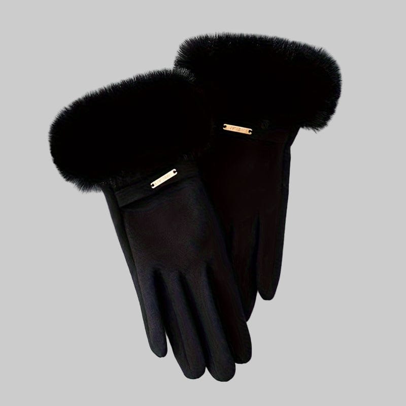 Women’s Touchscreen Winter Gloves with Plush Cuff & Velvet Lining Gloves Black The Nichole Collection