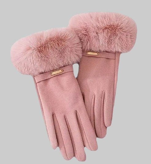 Women’s Touchscreen Winter Gloves with Plush Cuff & Velvet Lining Gloves Pink The Nichole Collection