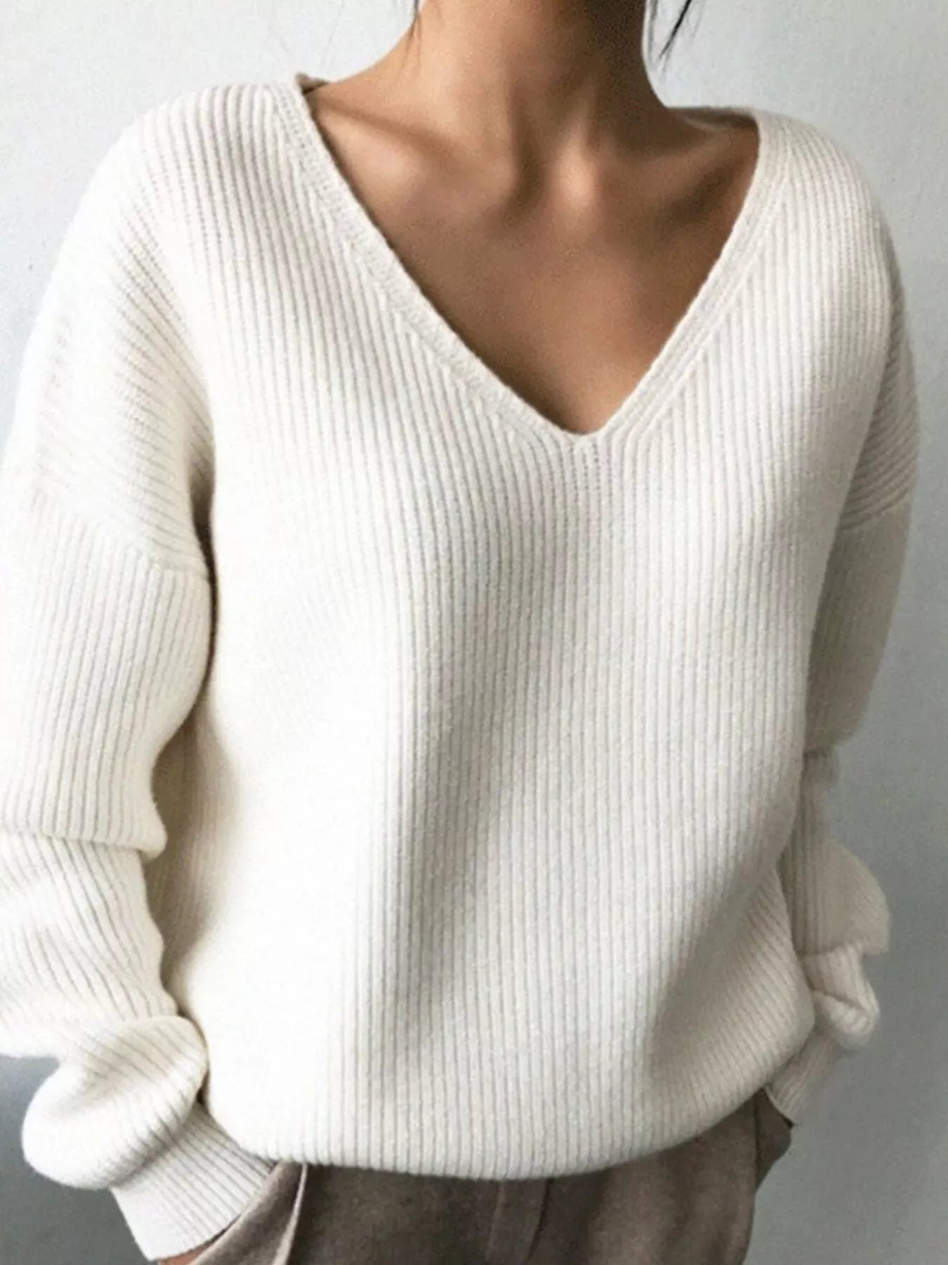 Women's V-Neck Dropped Shoulder Sweater The Nichole Collection - Official Site