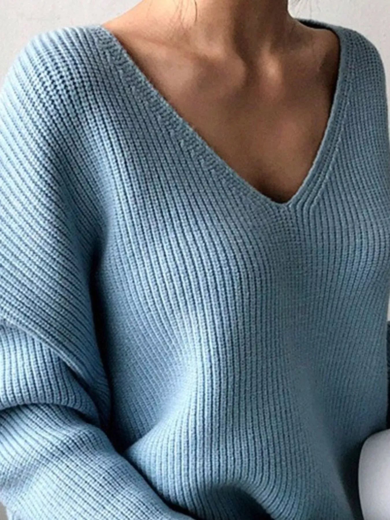 Women's V-Neck Dropped Shoulder Sweater The Nichole Collection - Official Site
