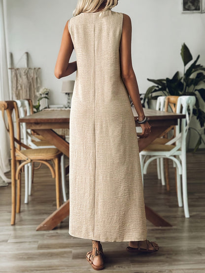 Women's V-Neck Sleeveless Solid Color Loose Dress The Nichole Collection