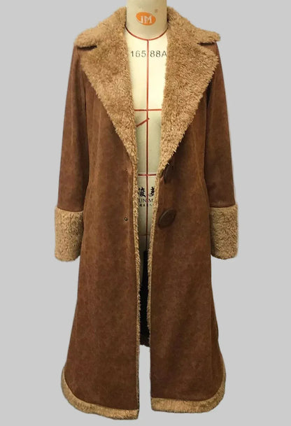 Women’s Vintage Faux Fur Trim Longline Coat – Rustic Winter Outerwear The Nichole Collection