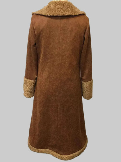 Women’s Vintage Faux Fur Trim Longline Coat – Rustic Winter Outerwear The Nichole Collection