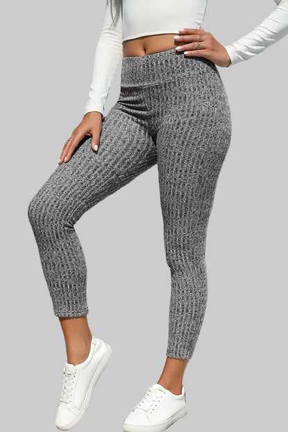 Women’s Winter High Waist Active Ribbed Leggings Gray / S The Nichole Collection