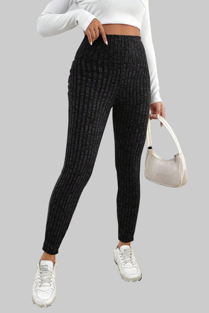 Women’s Winter High Waist Active Ribbed Leggings Black / S The Nichole Collection