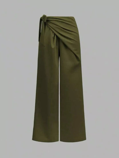 Women’s Wrap-Waist Wide-Leg Pants – Effortless Sophistication Anywhere Dress Pants The Nichole Collection