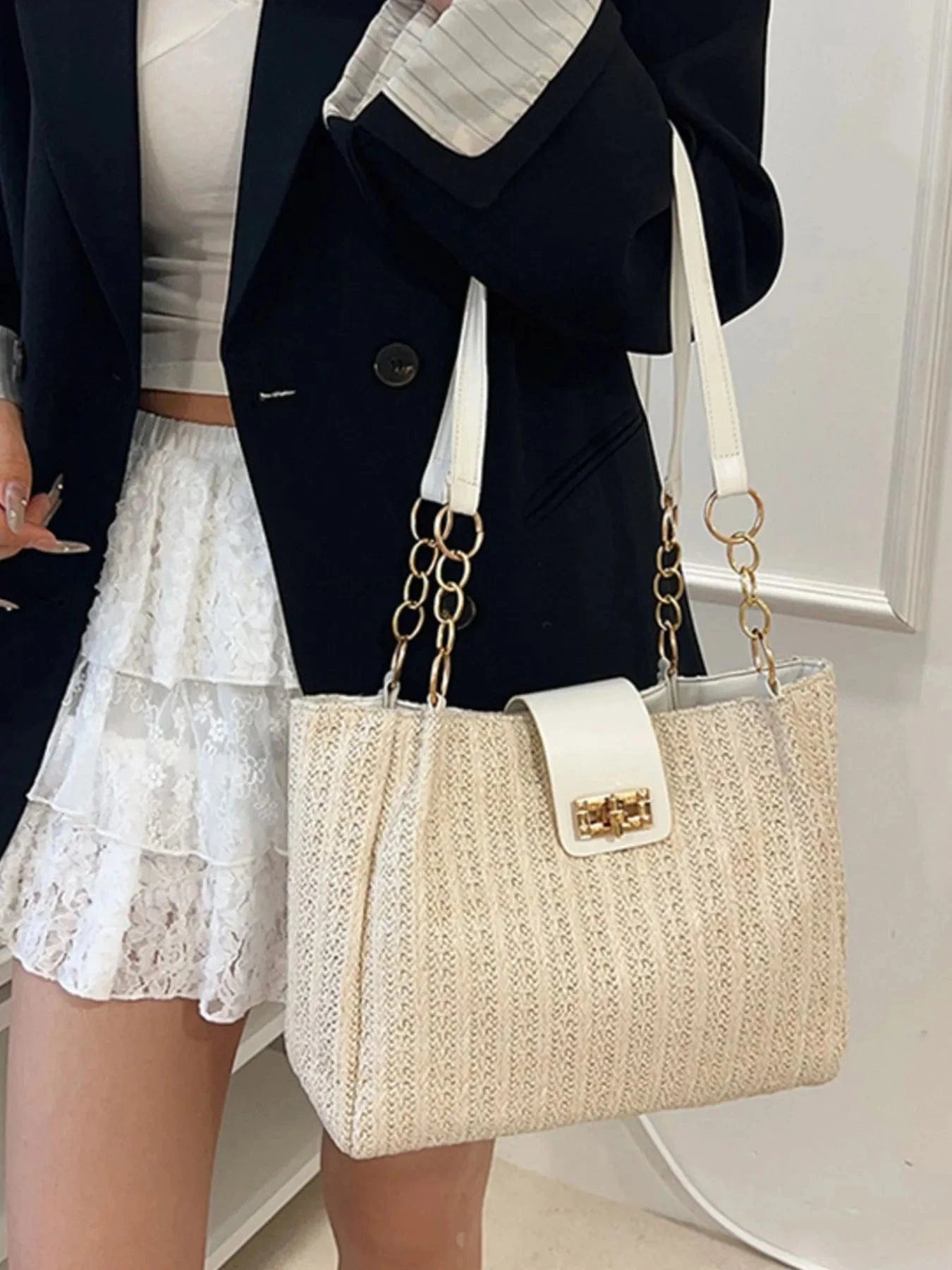 Woven Straw Shoulder Bag The Nichole Collection