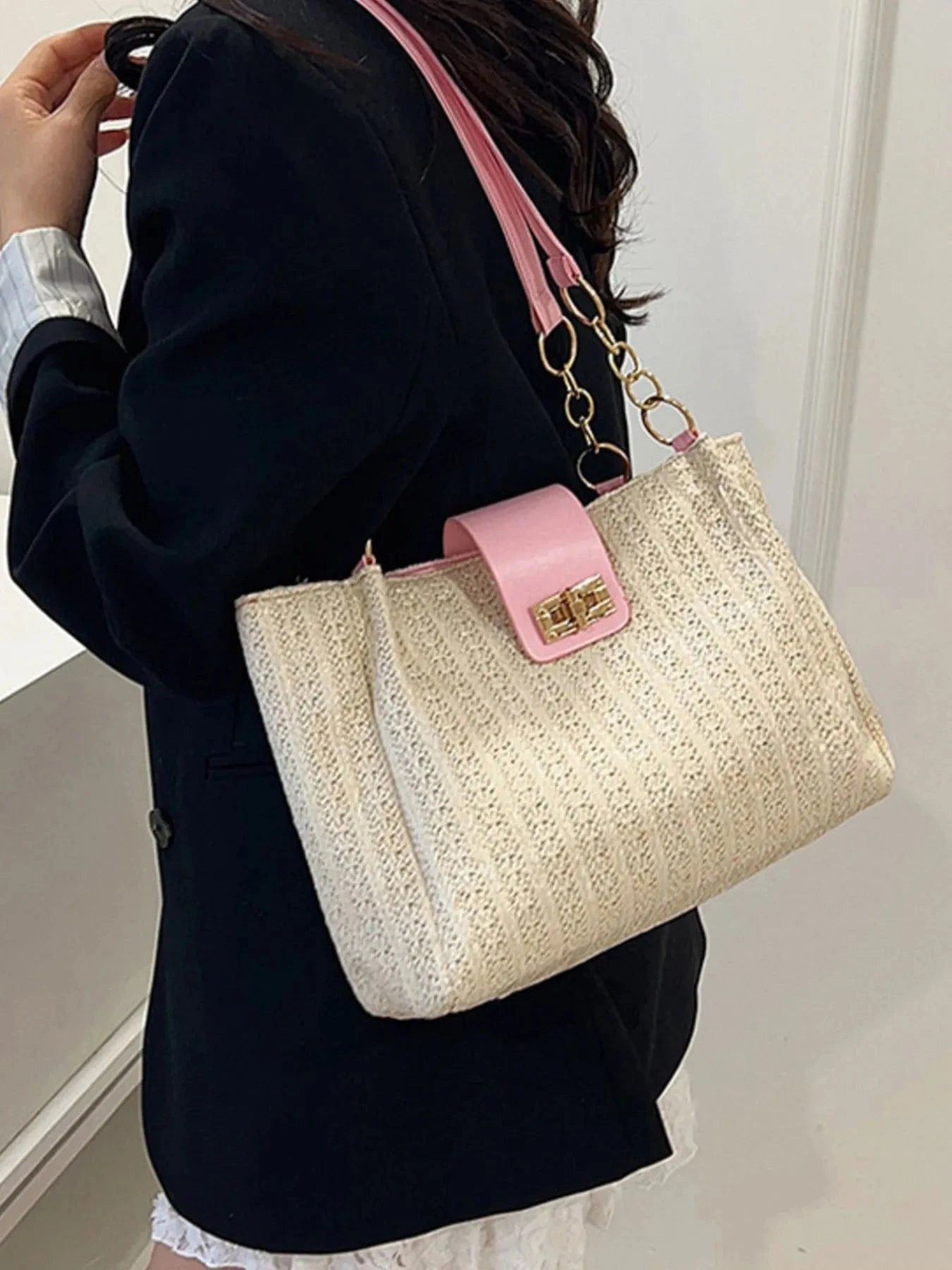Woven Straw Shoulder Bag The Nichole Collection