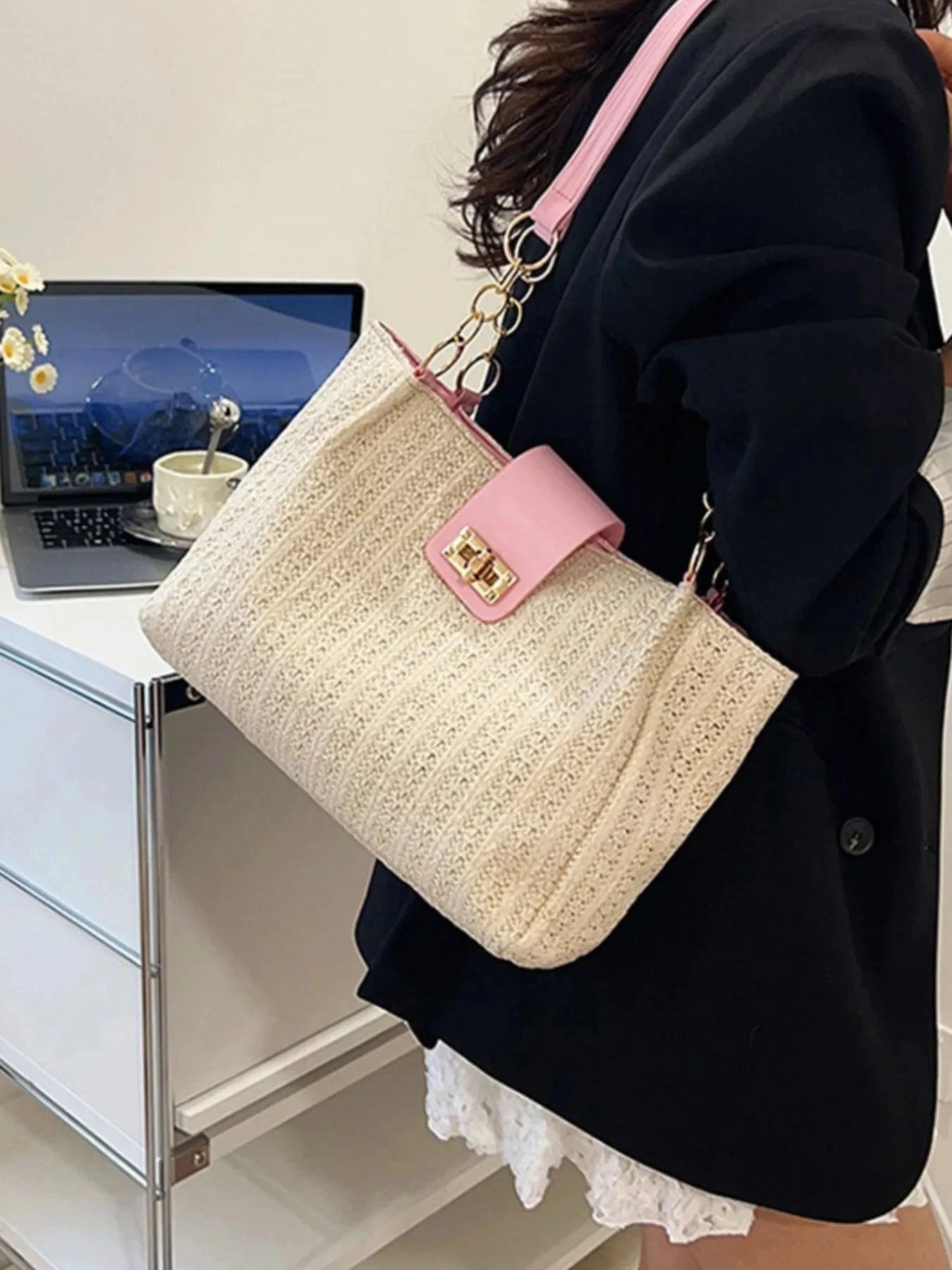 Woven Straw Shoulder Bag The Nichole Collection