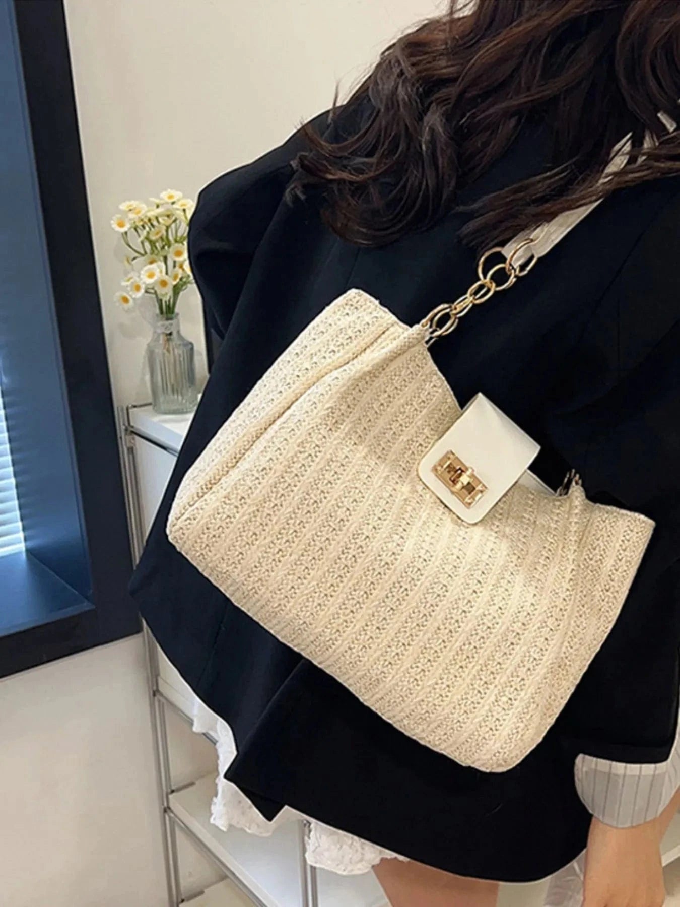 Woven Straw Shoulder Bag The Nichole Collection