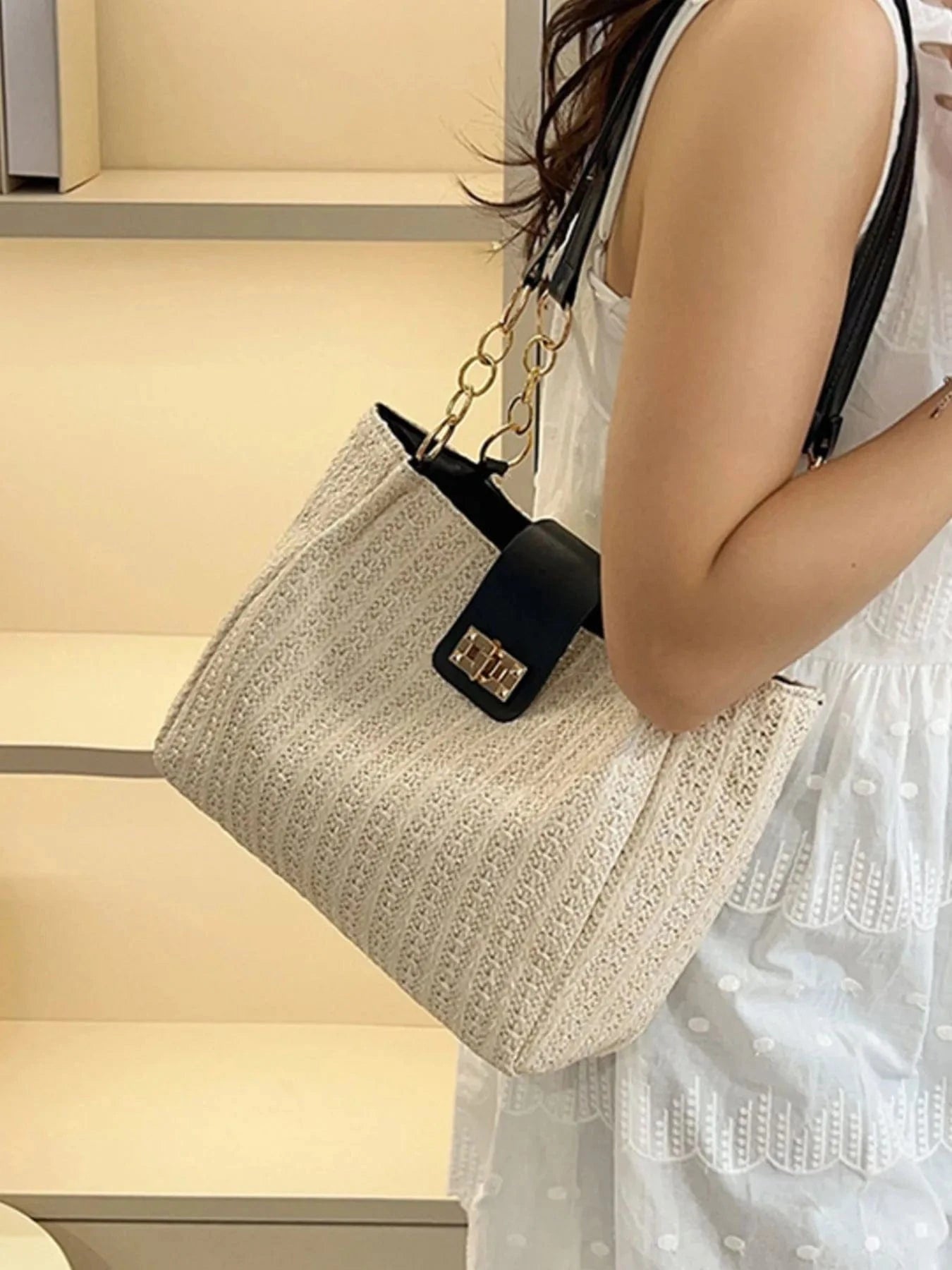 Woven Straw Shoulder Bag The Nichole Collection