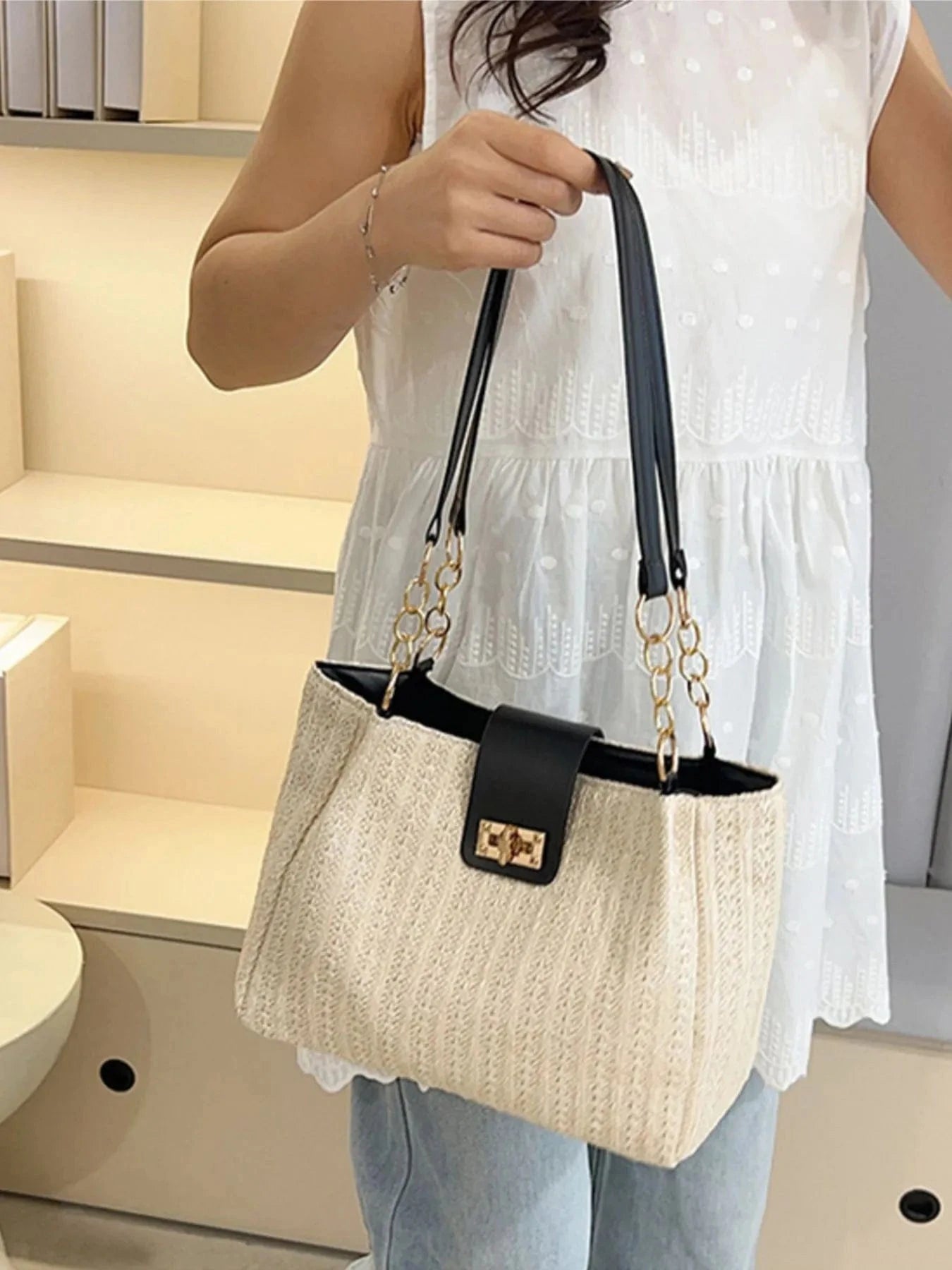 Woven Straw Shoulder Bag The Nichole Collection