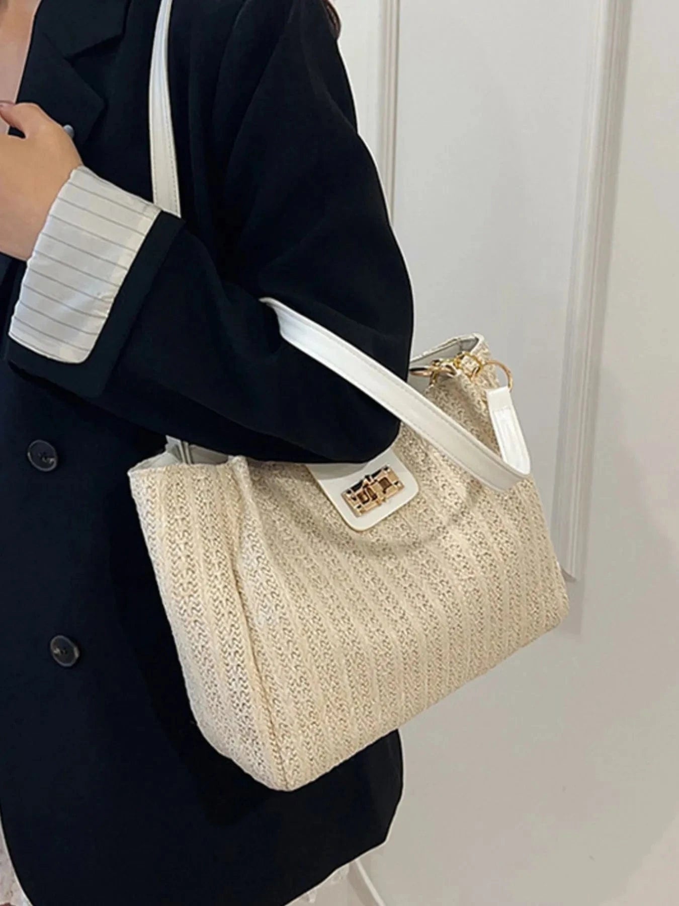 Woven Straw Shoulder Bag The Nichole Collection
