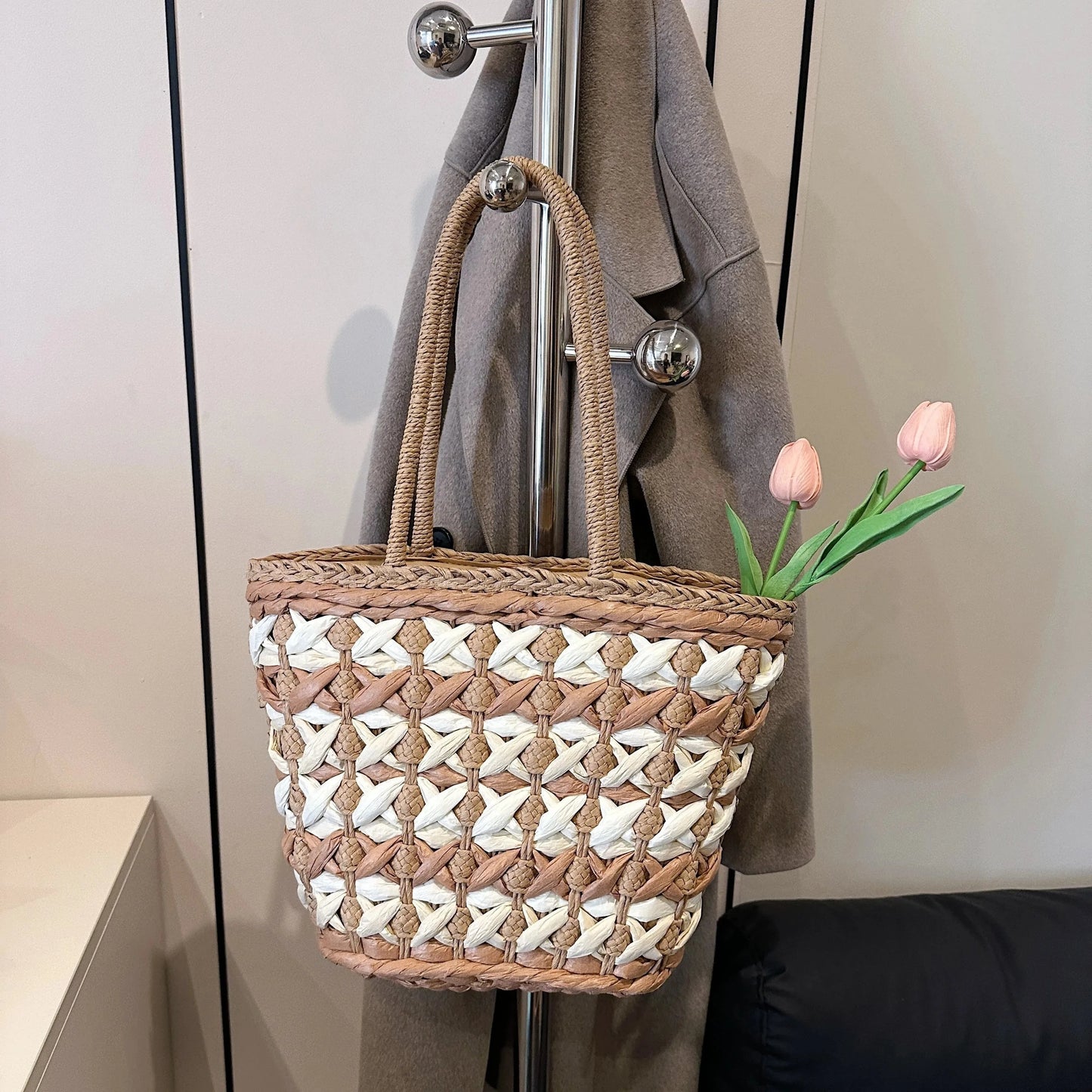 Woven Straw Tote Bag The Nichole Collection
