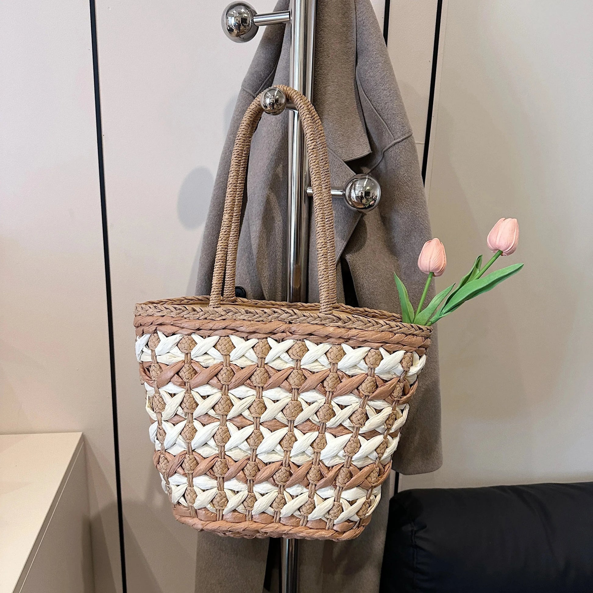 Woven Straw Tote Bag The Nichole Collection