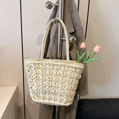 Woven Straw Tote Bag Beige / onesize The Nichole Collection