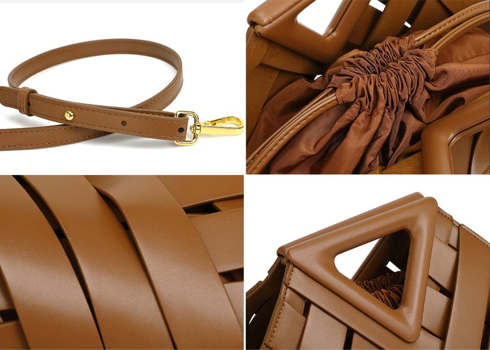 Woven Vegan Leather Bucket Bag The Nichole Collection