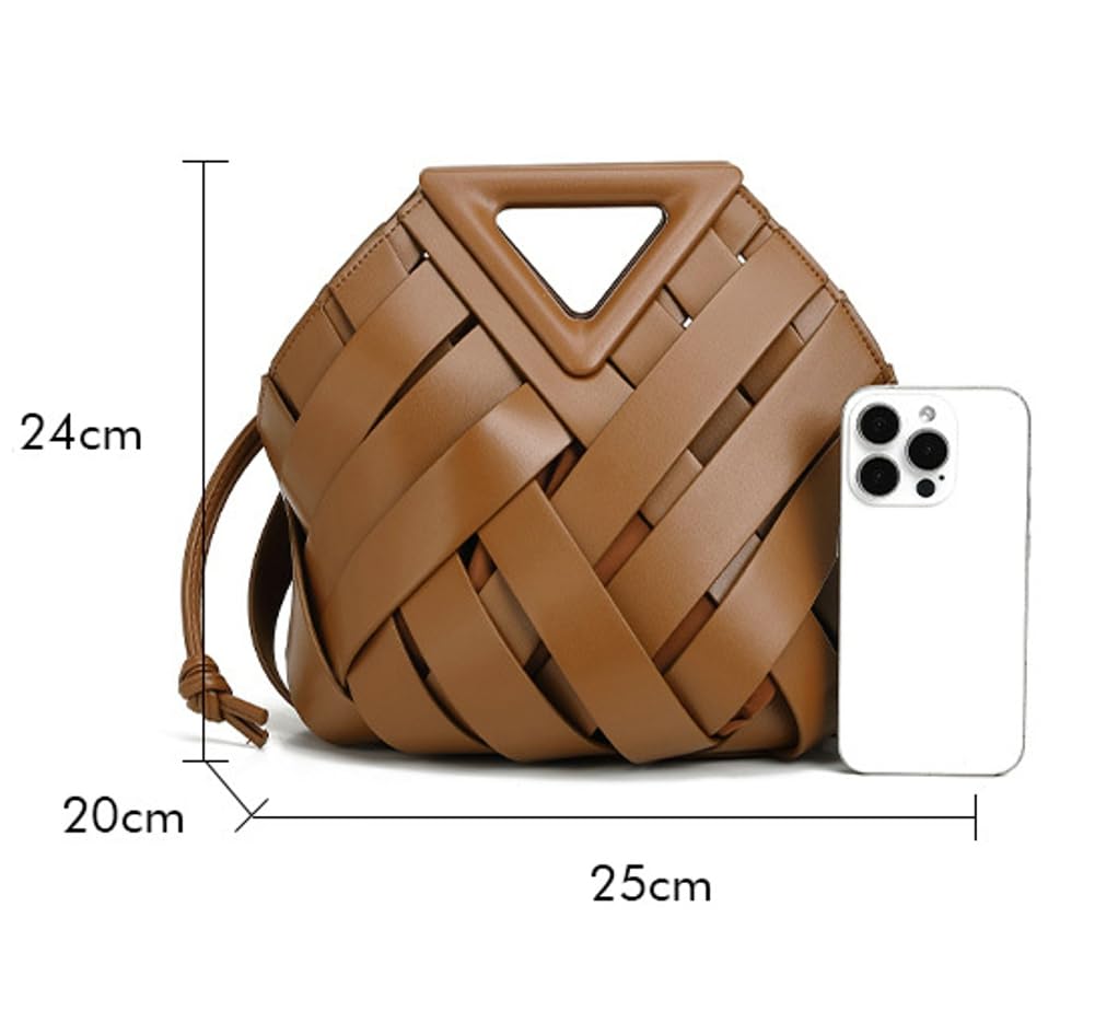 Woven Vegan Leather Bucket Bag The Nichole Collection