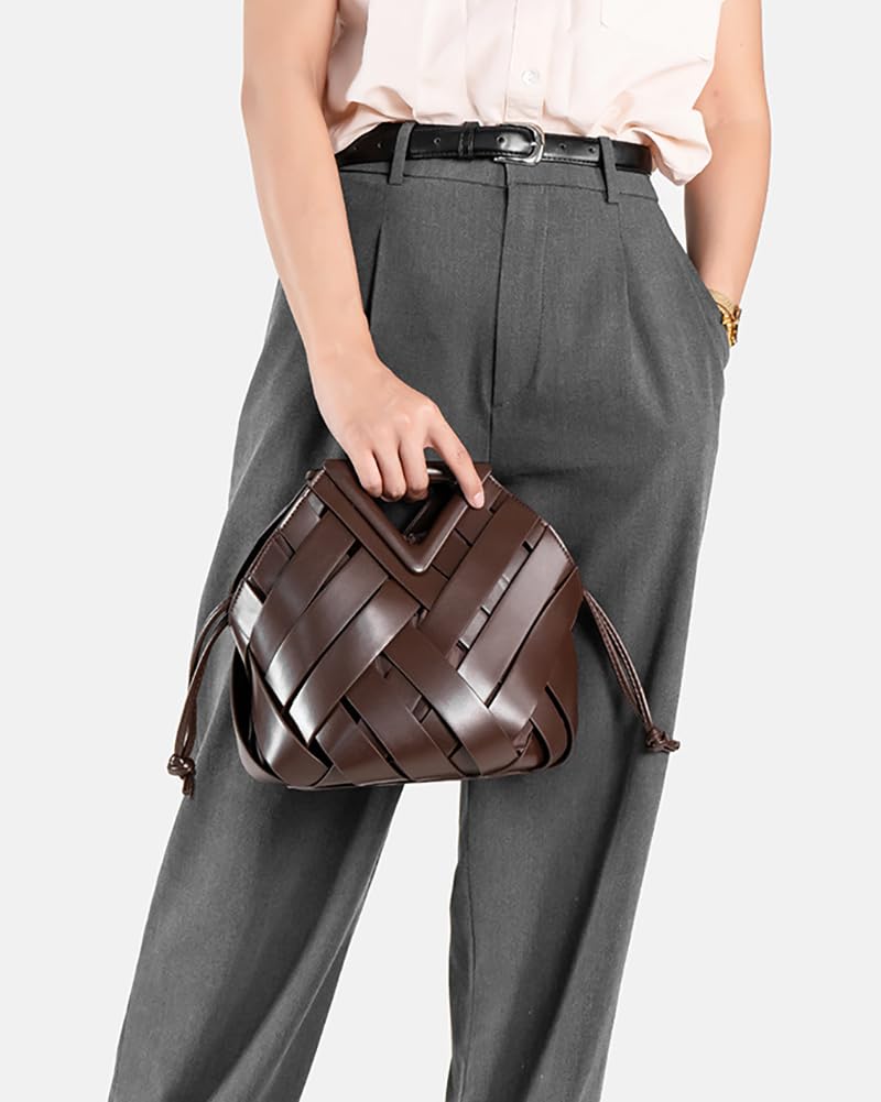 Woven Vegan Leather Bucket Bag The Nichole Collection