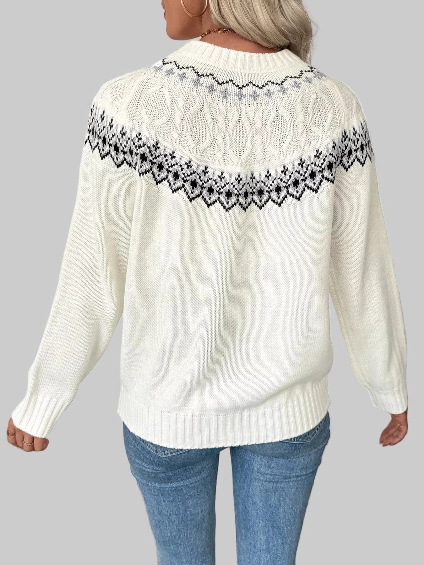 Yolk Pattern Crew Neck Sweater – Cozy Fall Knit Sweaters The Nichole Collection
