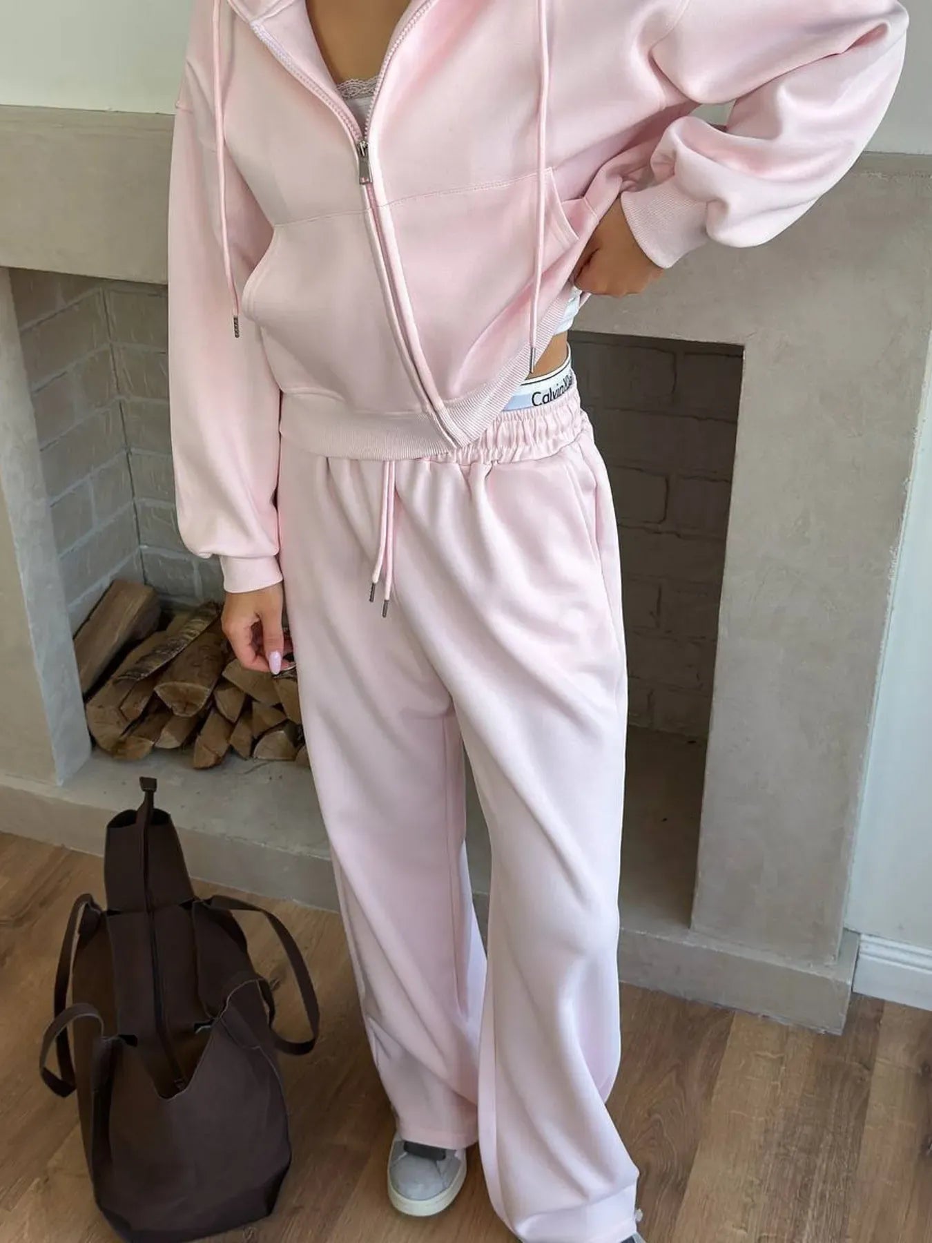 Zip Up Drawstring Hoodie and Pants Set Women's Sets The Nichole Collection