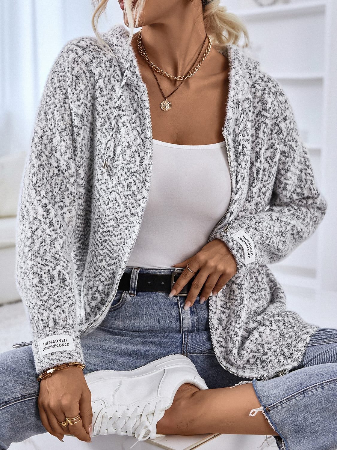 Zip-Up Hooded Sweater The Nichole Collection - Official Site
