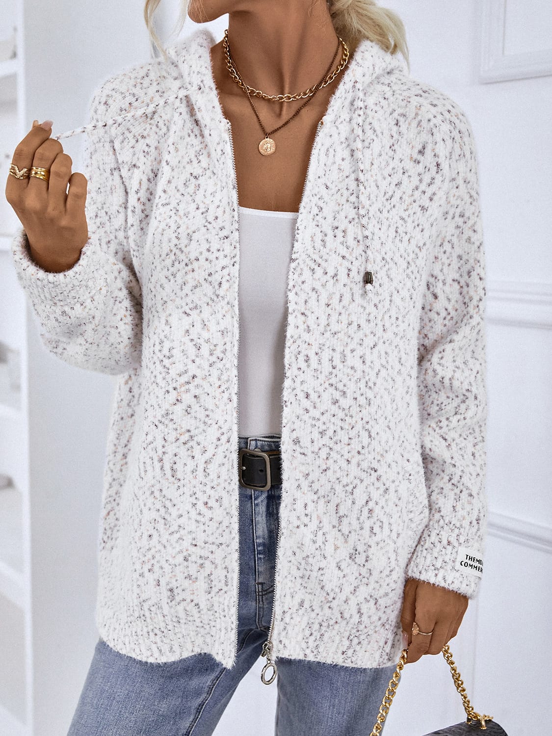 Zip-Up Hooded Sweater White / S The Nichole Collection - Official Site