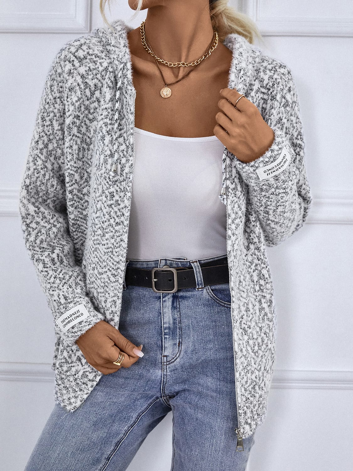 Zip-Up Hooded Sweater Charcoal / S The Nichole Collection - Official Site