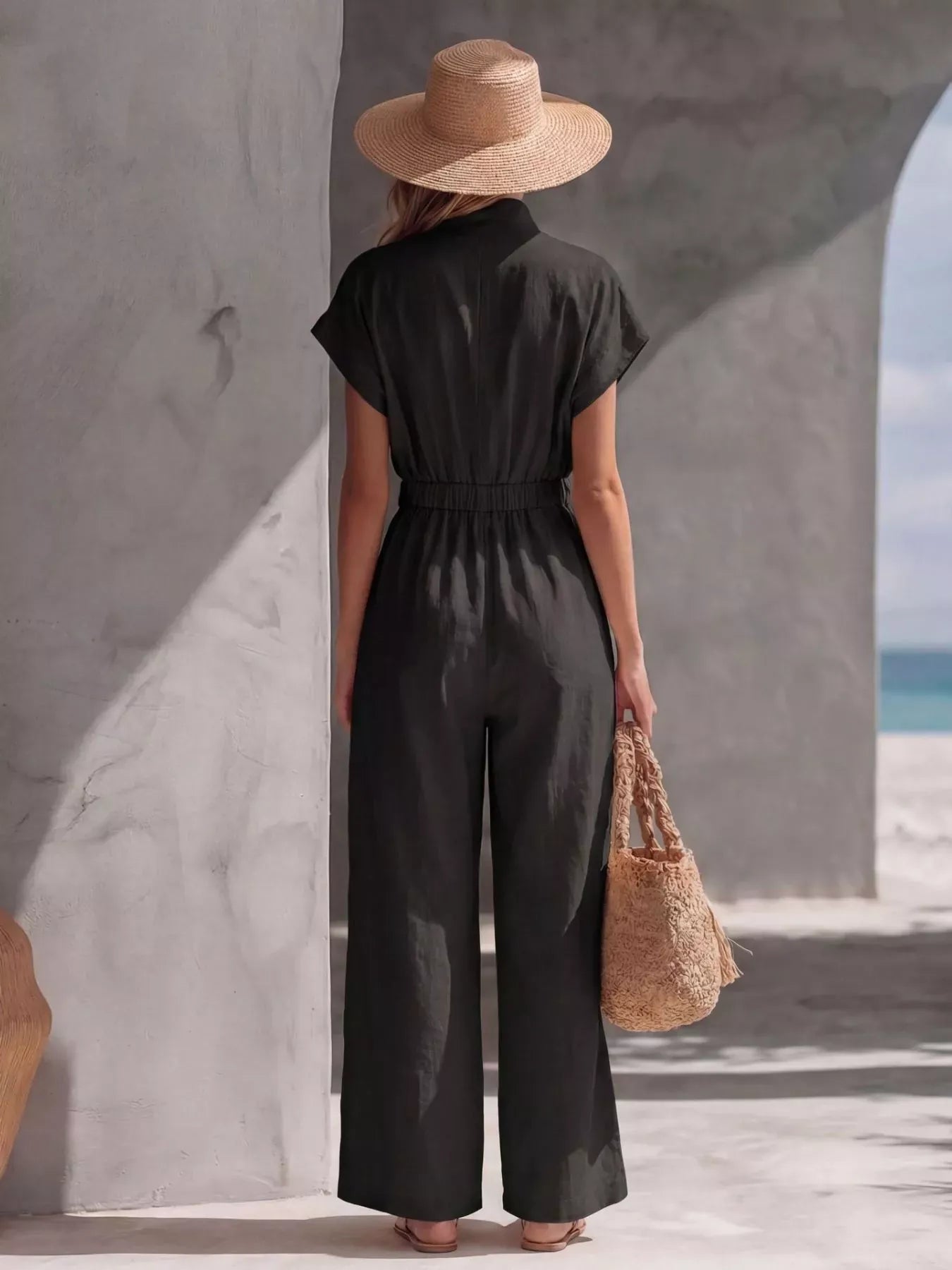 Zipper Front Wide Leg Jumpsuit The Nichole Collection - Official Site