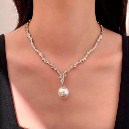 Zircon Pearl Pendant Necklace Silver / One Size The Nichole Collection - Official Site