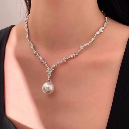 Zircon Pearl Pendant Necklace Silver / One Size The Nichole Collection - Official Site